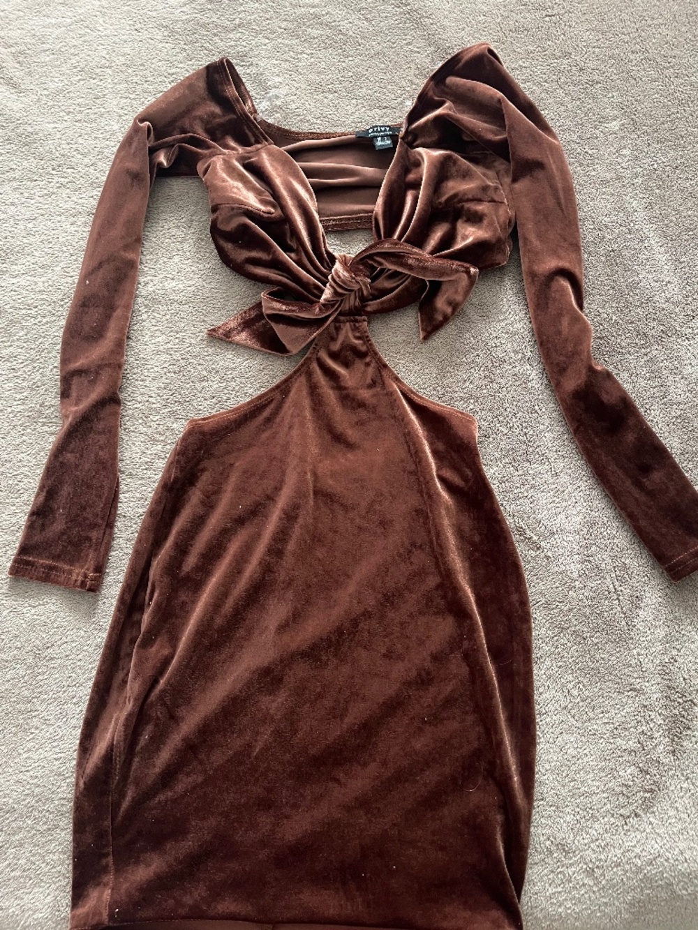 Velour teddy cutout mini dress